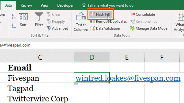 excel 2016 for mac flash fill